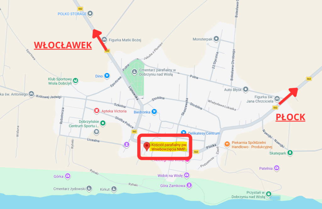 Mapa Dobrzyń nad Wisłą lokalizacja