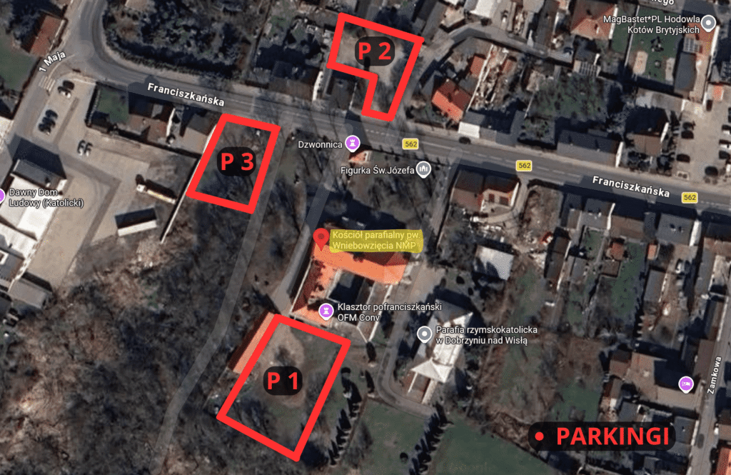 Mapa Dobrzyń nad Wisłą parkingi